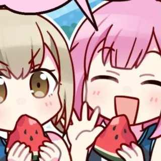 🎊 Anime, Garotas, Melancia, Fofo, Amizade, Comendo telegram sticker