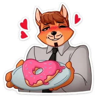 ❤️ Furry, Rosquinha, Amor, Corações, Animal, Antropomórfico, Doce telegram sticker