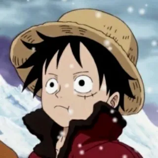 🍖 Monkey D. Luffy One Piece 애니메이션, 만화, 루피, 원피스, 겨울, 눈 telegram sticker