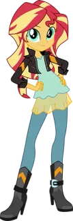 😉 Sunset Shimmer My Little Pony: Equestria Girls サンセットシマー, エクエストリア・ガールズ, アニメキャラクター, 女性, ブーツ, ジャケット whatsapp sticker