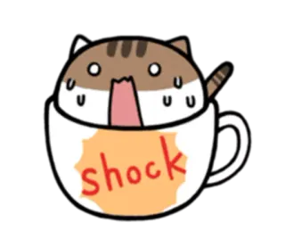 😨 shock Katze, geschockt, Tasse, niedlich, Tier, Ausdruck telegram sticker