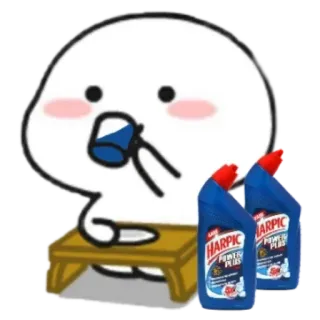 😶 Cartoon, Drinken, WC-reiniger, Harpic, Vloeibaar, Schoonmaken telegram sticker