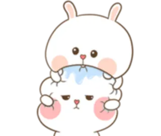 😆 милый, зайчик, кролик, каваий, животное, наклейка, мультфильм telegram sticker