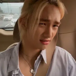 🐹 expression faciale, dégoût, portrait, homme, cheveux blonds, coréen telegram sticker