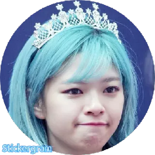 ☺️ Stickergram 女性, 王冠, プリンセス, 人, 青髪 telegram sticker