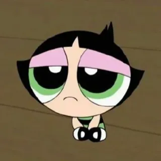 🍭 Buttercup Powerpuff Girls dibujos animados, triste, ánimo, verde, Las Chicas Superpoderosas, Bellota telegram sticker