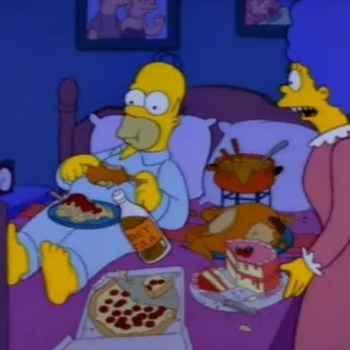 🍰 Homer Simpson The Simpsons Homer Simpson, Essen, Bett, Essen, Cartoon, Die Simpsons, Abendessen whatsapp sticker