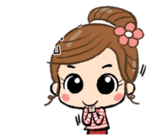 🙍 Desenho animado, Menina, Fofo, Flor, Cabelo telegram sticker