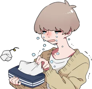 😭 khóc, khăn giấy, buồn, anime, hoạt hình telegram sticker