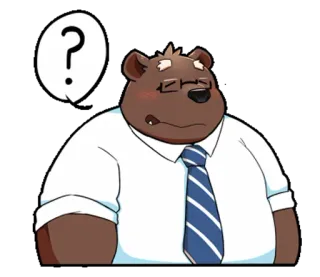 🙄 bear, question, cartoon, office, tie whatsapp sticker