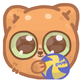 🏐 emao кот, наклейка, животное, милый, мультфильм, мяч, emaO whatsapp sticker