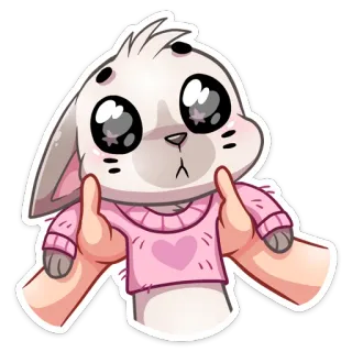 ☹️ coelho, fofo, adesivo, desenho animado, kawaii, animal whatsapp sticker