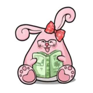 📚 conejo, conejo, libro, leyendo, gafas, animal, dibujo animado telegram sticker