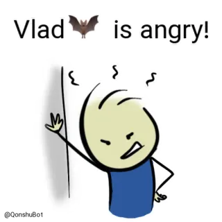 😡 Vlad Vlad 🦇 is angry! tức giận, hoạt hình, con dơi, hình que, Vlad whatsapp sticker