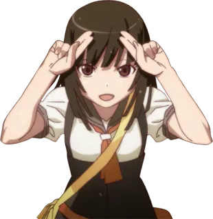 🖖 Hanekawa Tsubasa Monogatari anime, girl, school uniform, hanekawa, tsubasa telegram sticker
