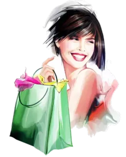 😄 mulher, compras, moda, retrato, beleza, estilo whatsapp sticker