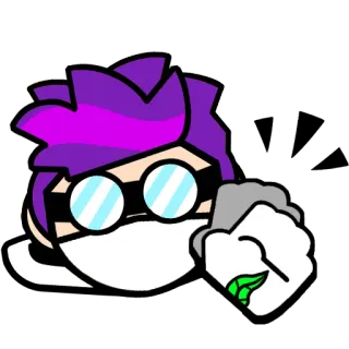 👏 personage, sticker, paars haar, witte handschoen, bril, boos telegram sticker