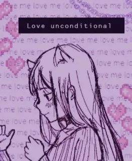 💜 Love unconditional cinta, tanpa syarat, anime, gadis kucing, hati, romantis telegram sticker