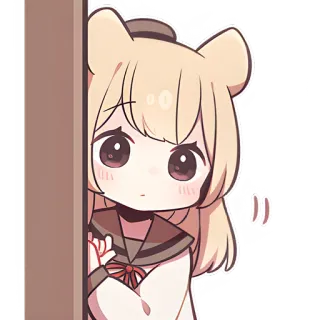 😶 애니메이션 소녀, 귀여운, kawaii, 만화, 곰 귀, 수줍은, 숨어있는 telegram sticker