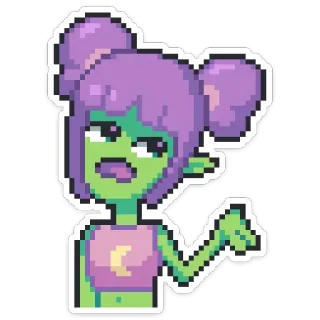 😐 Pixelkunst, Alien, Niedlich, Mädchen, Sticker whatsapp sticker
