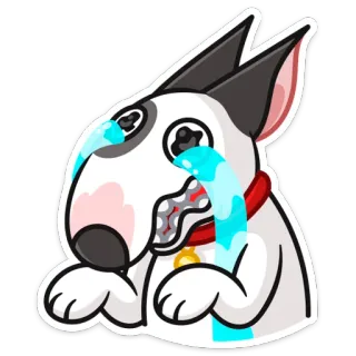😭 chien, triste, pleurer, bull terrier, émotion, dessin animé whatsapp sticker