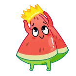 🍉 pastèque, couronne, roi, fruit, kawaii, mignon, autocollant whatsapp sticker