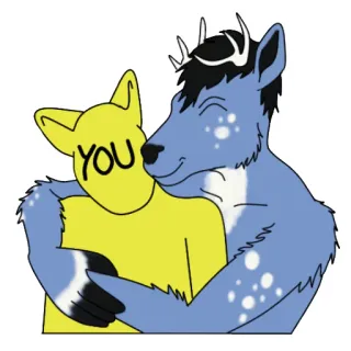 🤗 YOU animaux, cerf, câlin, amour, affection, dessin animé telegram sticker
