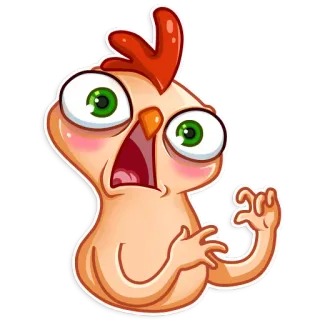 😧 Pollo, Cartoni animati, Divertente, Spaventato, Emoji, Adesivo whatsapp sticker