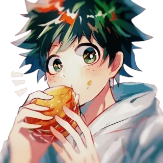 ❤️ Izuku Midoriya My Hero Academia Anime, Manga, Personaje, Comida, Comiendo, Izuku Midoriya, My Hero Academia whatsapp sticker