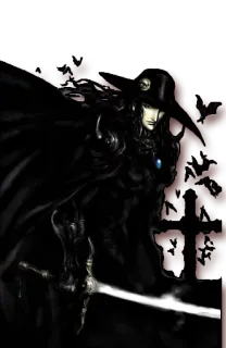 😐 Alucard Castlevania vampiro, espada, gótico, noite, escuro, personagem telegram sticker