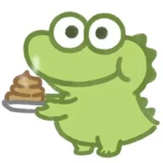 💩 frog, cartoon, animal, food, cute, doodle telegram sticker
