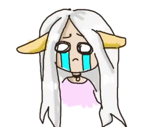 😭 伤心, 哭泣, 女孩, 卡通, 情绪化, 眼泪, 动漫, 白发 telegram sticker