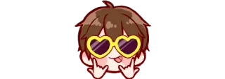 😎 uroczy, anime, okulary serca, czad, kreskówka telegram sticker