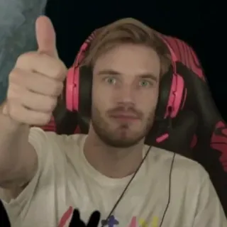 👍 PewDiePie youtuber, gamer, pewdiepie, internet personality, online streamer, thumbs up telegram sticker