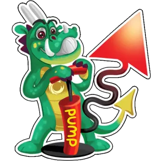 🌕 PUMP dragão, bomba, inflação, desenho animado, seta, animal telegram sticker