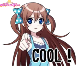 👍 COOL ! Аниме, Девушка, Мило, Указывает, Круто whatsapp sticker