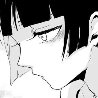 😳 Anime, Mangá, Close-up, Retrato, Garota, Monocromático telegram sticker