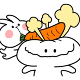 👋 conejo, zanahoria, dibujos animados, pegatina, mono, gracioso telegram sticker