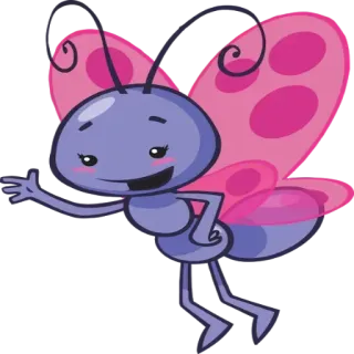 Ⓜ️ Schmetterling, süß, Cartoon, Insekt, fliegend whatsapp sticker