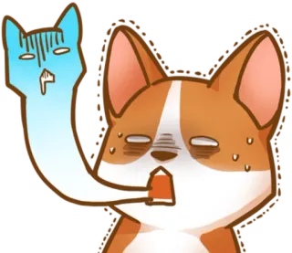 👻 dog, corgi, tired, exhausted, cartoon, animal, funny telegram sticker