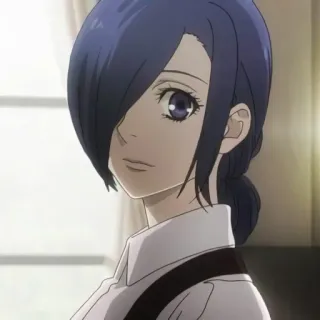 🙂 Touka Kirishima Tokyo Ghoul Anime, Mädchen, blaue Haare, Touka, Tokyo Ghoul, Charakter telegram sticker
