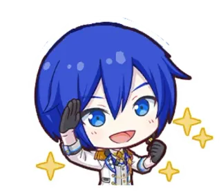🌟 Kaito Anime, Vocaloid, Saudação, Fofo, Brilho whatsapp sticker