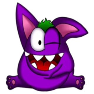 😉 monster, purple, cartoon, one eye, winking telegram sticker