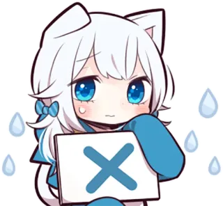 ❌ Anime, Garota gato, Sticker, Triste, Fofo, Garota, Chorando telegram sticker