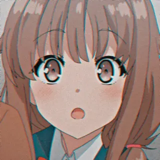 😮 Anime, Cô gái, Dễ thương, Hoạt hình, Chân dung, Tóc nâu, Biểu cảm telegram sticker