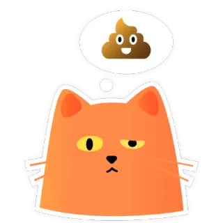 💩 кот, эмодзи, думающий, какашка, оранжевый, животное, милый telegram sticker