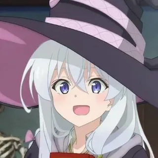 🍃 anime, witch, girl, magic, hat, white hair telegram sticker