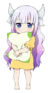 😪 Kanna Kamui Miss Kobayashi's Dragon Maid Аниме, Дракон, Лолi, Милый, Каваий, Подушка, Чиби telegram sticker