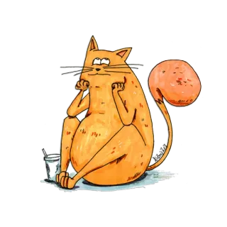 😕 кот, мультфильм, оранжевый, животное, сидящий, рисунок telegram sticker