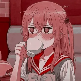 🩸 anime girl, coffee, cute, blushing, drink, manga, school uniform telegram sticker